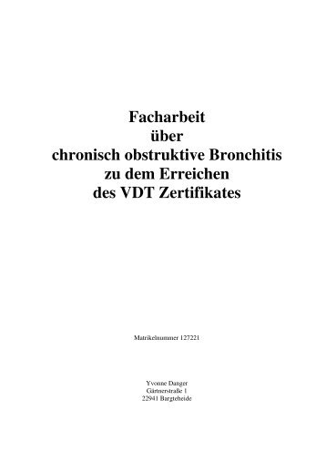 Facharbeit über chronisch obstruktive Bronchitis zu dem Erreichen ...