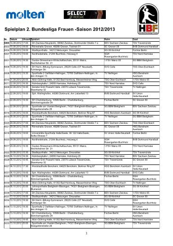 Spielplan 2. BL Kurzversion - Handball Bundesliga Frauen