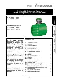 Anleitung für Einbau und Wartung GARANTIA Regenwasser-Erdtank