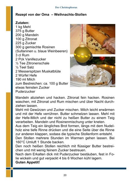 Rezept von der Oma â€“ Weihnachts-Stollen Zutaten - Christophorus ...