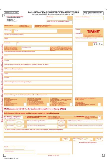 Zahlungsauftrag im außenwirtschaftsverkehr version 7