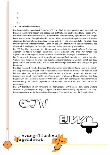 Konzeption des EJW Frankfurt - Evangelisches Jugendwerk Hessen