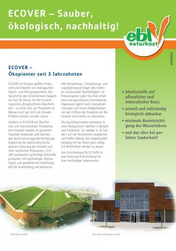 ECOVER – Sauber, ökologisch, nachhaltig! - Ebl-Naturkost