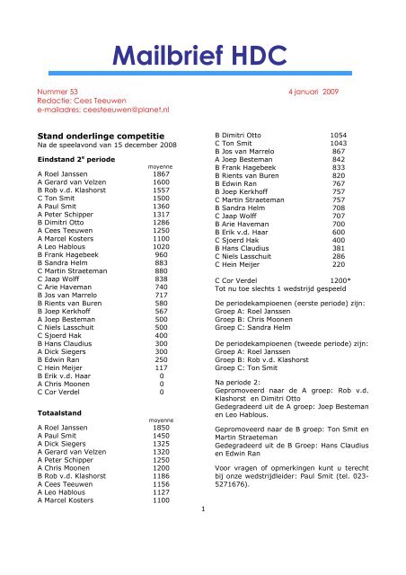 Mailbrief HDC - Haarlemse Damclub