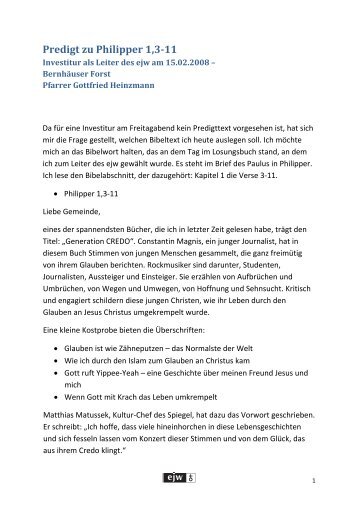 Predigt zu Philipper 1,3-11 - Evangelisches Jugendwerk in ...
