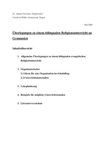 Überlegungen von Frau Dr. Annette Deschner zu bilingualen