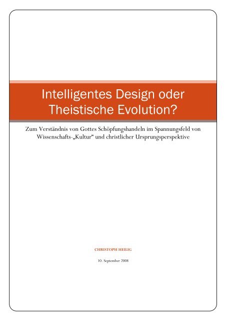 2. Preis Christoph Heilig: Intelligentes Design oder Theistische