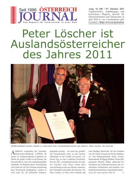 Peter Löscher ist Auslandsösterreicher des Jahres 2011