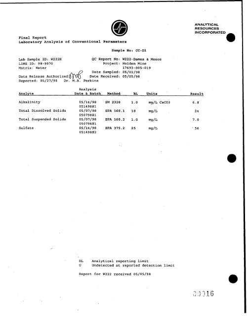 Dames & Moore, 1999 - USDA Forest Service