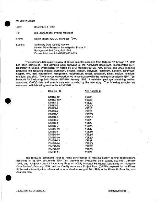 Dames & Moore, 1999 - USDA Forest Service