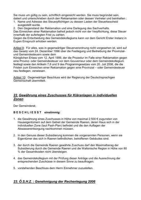 06. Gemeinderatssitzung vom 30. August 2007 - Gemeinde Raeren