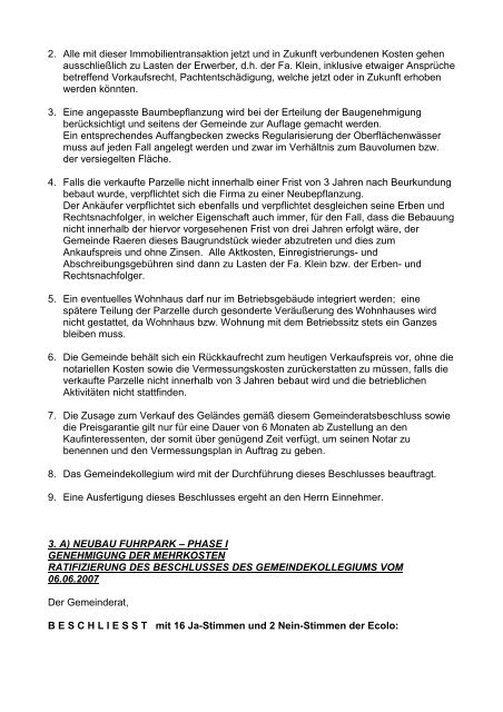 06. Gemeinderatssitzung vom 30. August 2007 - Gemeinde Raeren