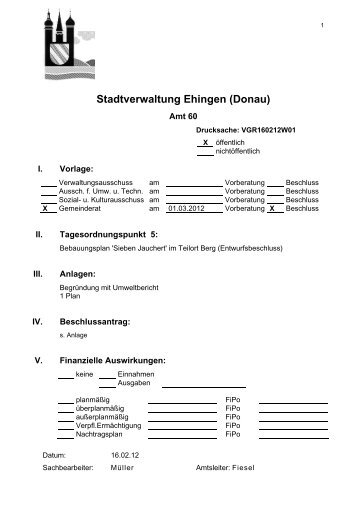 Bebauungsplan 'Sieben Jauchert' - Stadt Ehingen