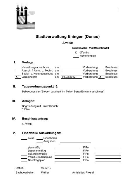 Bebauungsplan 'Sieben Jauchert' - Stadt Ehingen