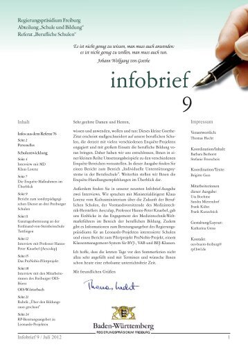 infobrief 9 - Die Regierungspräsidien in Baden-Württemberg