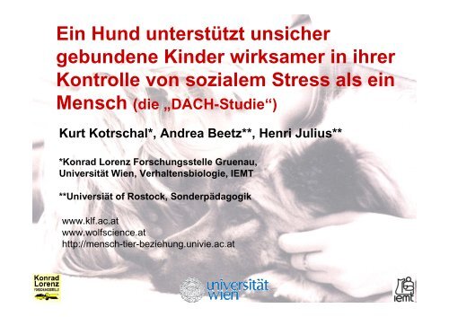 Prof. Dr. Mag. Kurt Kotrschal - Tiere als Therapie