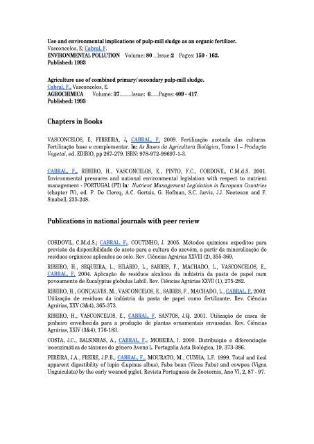 Curriculum Vitae - UIQA Unidade de Investigação Química Ambiental