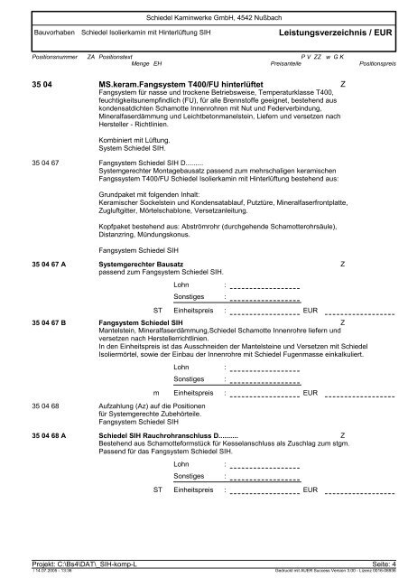 Zusammenstellung (EUR) - Schiedel