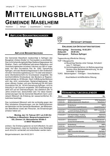 mitteilungen des landratsamts biberach - Maselheim