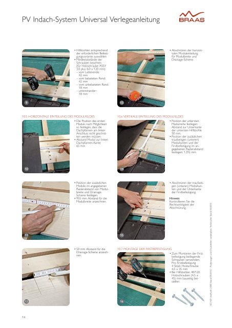 Montageanleitung Indach-System, Stand - Braas