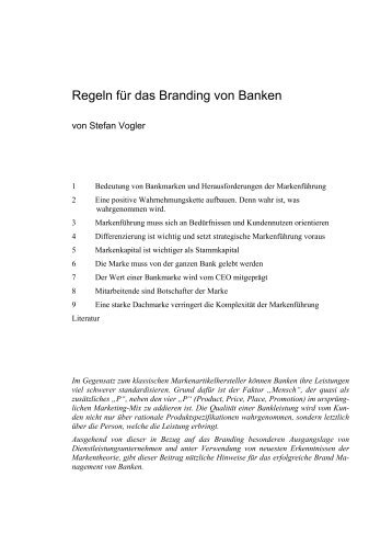 Regeln für das Branding von Banken - Markenexperte