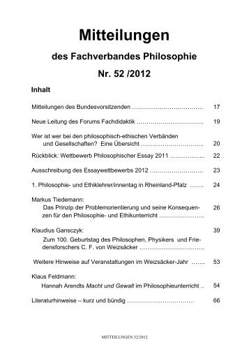 Mitteilungen des Fachverbandes Philosophie Nr. 52 /2012