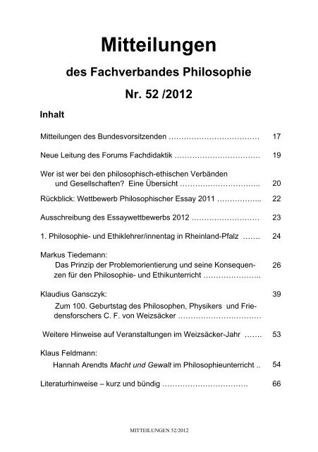 Mitteilungen des Fachverbandes Philosophie Nr. 52 /2012