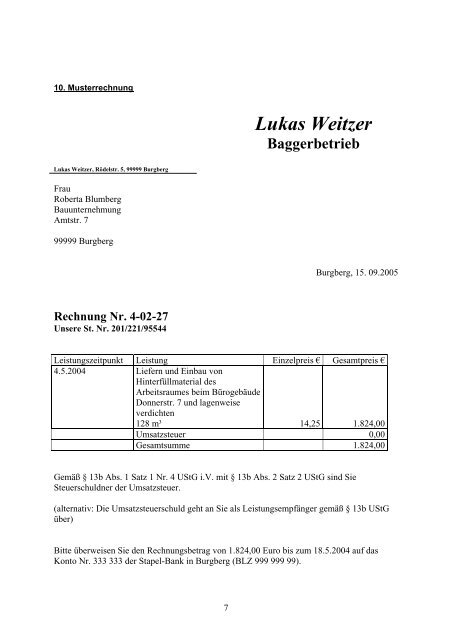 Rechnung 13b Ustg Muster 2019 - The Recomendation Letter