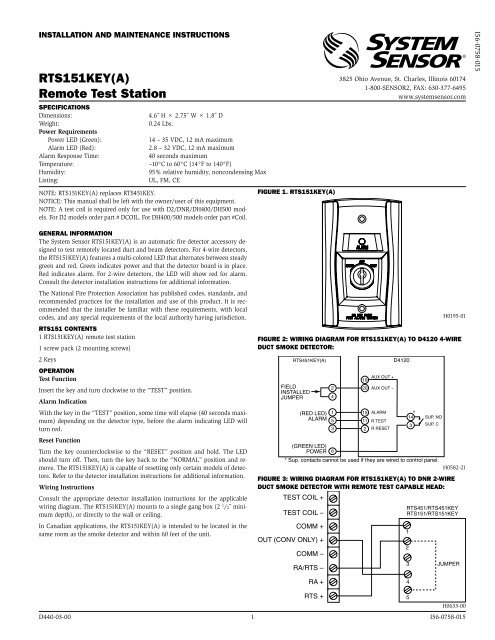 RTS151KEY(A) Remote Test Station - System Sensor