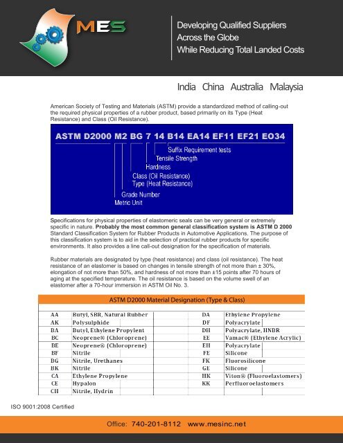 ASTM D2000 - Elastomer and Rubber Material Selection Guide