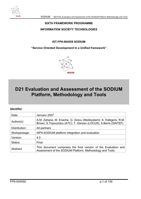 D21 Evaluation and Assessment of the SODIUM Platform ... - ATC