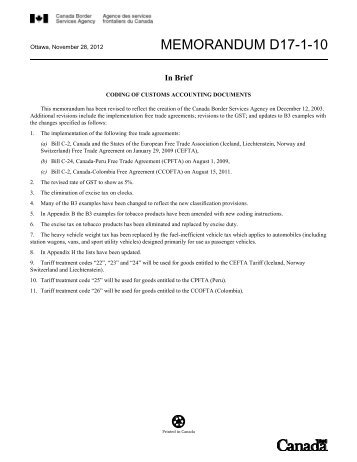 Memorandum D17-1-10, Coding of Customs Accounting Documents