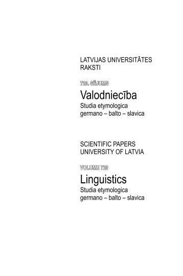 Valodniecība Linguistics - Latvijas Universitāte