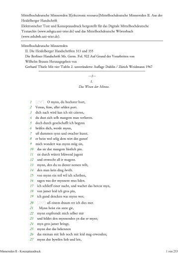 Mittelhochdeutsche Minnereden II - Mittelhochdeutsches Wörterbuch