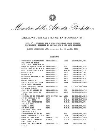 Ministero delle Attività Produttive - Universo coop