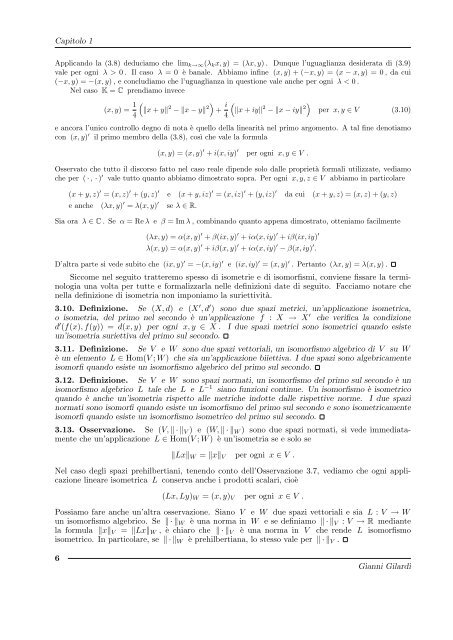 G. Gilardi, Analisi Funzionale - Dipartimento di Matematica