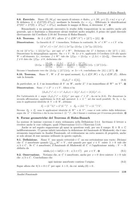 G. Gilardi, Analisi Funzionale - Dipartimento di Matematica