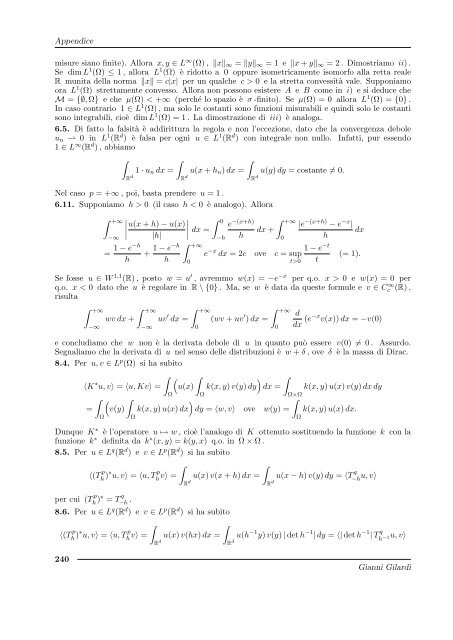 G. Gilardi, Analisi Funzionale - Dipartimento di Matematica