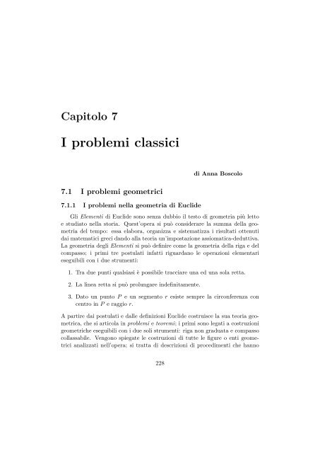 Capitolo 1 “Prematematica” e Matematica antica