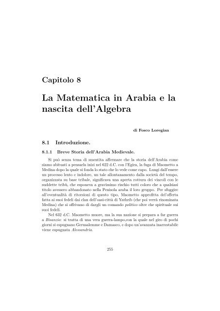 Capitolo 1 “Prematematica” e Matematica antica