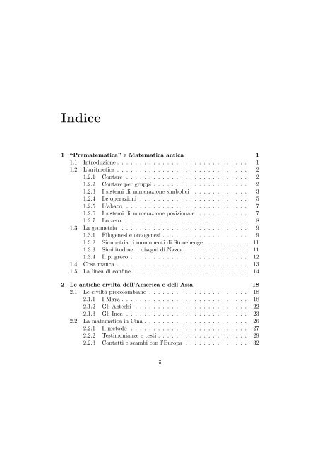 Capitolo 1 “Prematematica” e Matematica antica