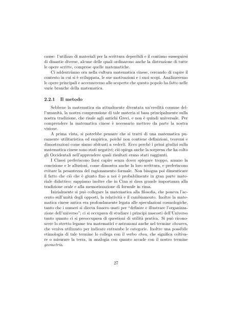 Capitolo 1 “Prematematica” e Matematica antica