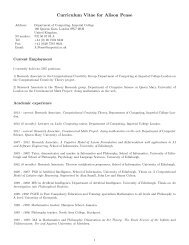 Curriculum Vitae for Alison Pease - Informatics Homepages Server ...