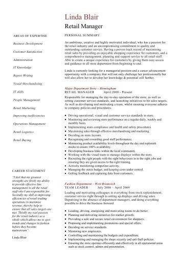 cv retail example