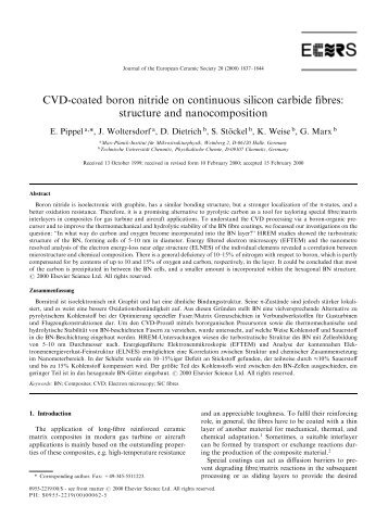 CVD-coated boron nitride on continuous silicon carbide fibres ...