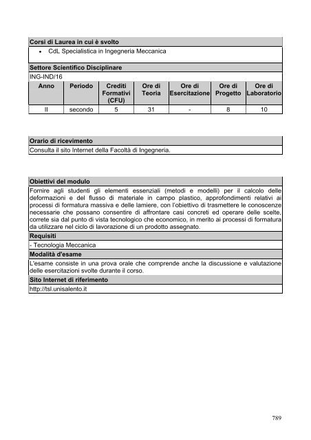 Facoltà di Ingegneria - Udu Lecce