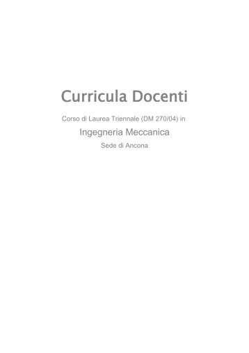 270 - Curriculum Docente - UniversitÃ  Politecnica delle Marche