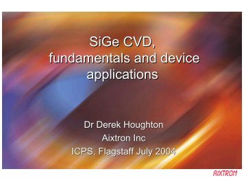 SiGe CVD, fundamentals and device applications SiGe CVD ...