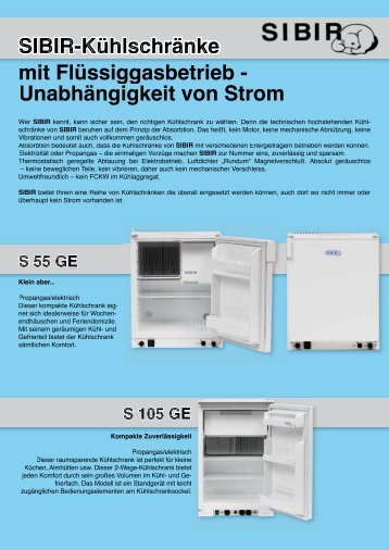 SIBIR-Kühlschränke mit Flüssiggasbetrieb - Unabhängigkeit von ...