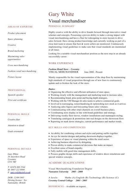 Visual merchandiser CV template - Dayjob